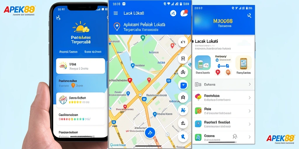 Tampilan antarmuka APEK88 yang intuitif untuk pelacakan lokasi.