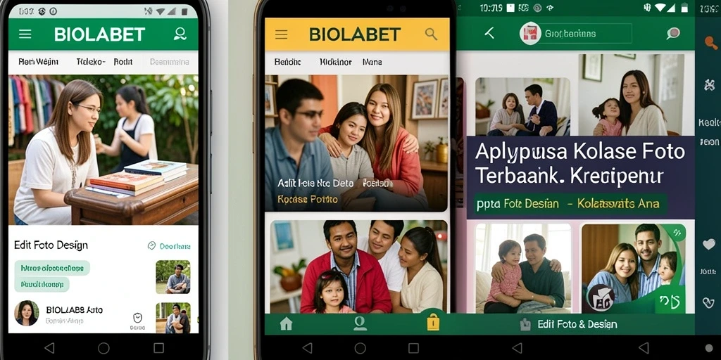 Tampilan antarmuka BIOLABET yang memudahkan pembuatan kolase foto.