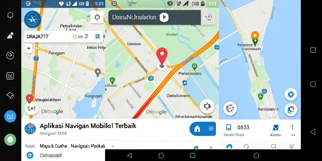 Tampilan antarmuka aplikasi DRAJA777 untuk navigasi mobil yang modern dan informatif.