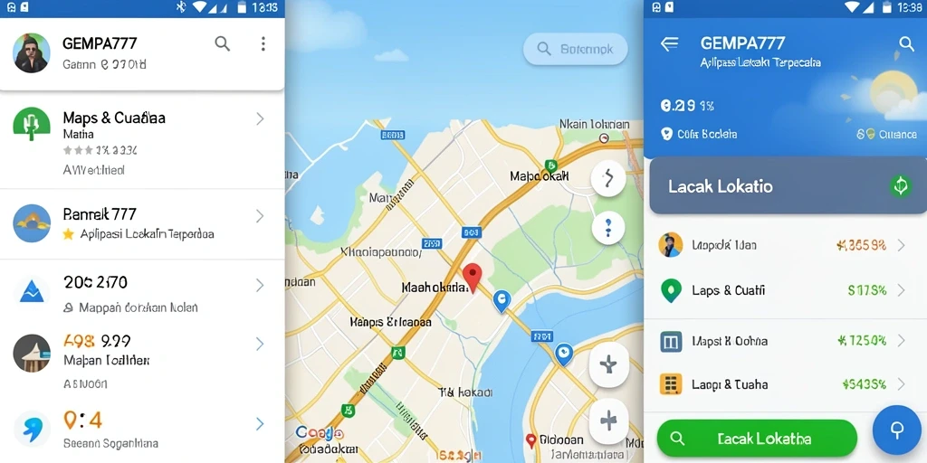 Tampilan antarmuka aplikasi GEMPA777 untuk pelacakan lokasi yang intuitif.