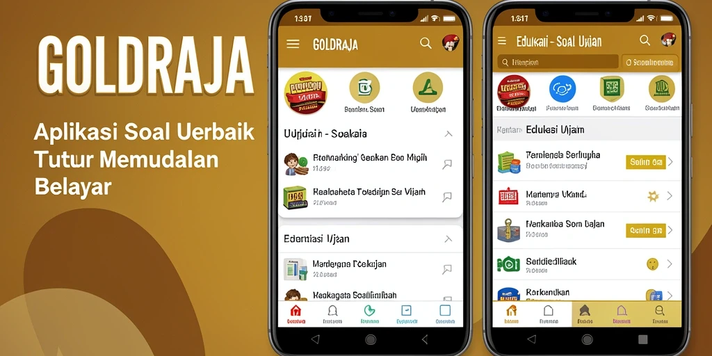 Tampilan antarmuka aplikasi GOLDRAJA untuk latihan Soal Ujian.