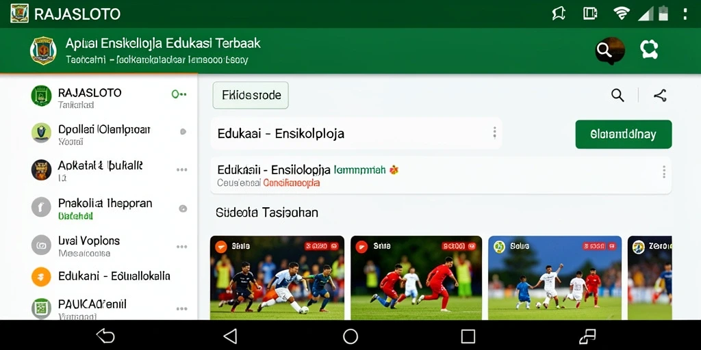 Tampilan antarmuka utama RAJASLOTO dengan berbagai kategori informasi.