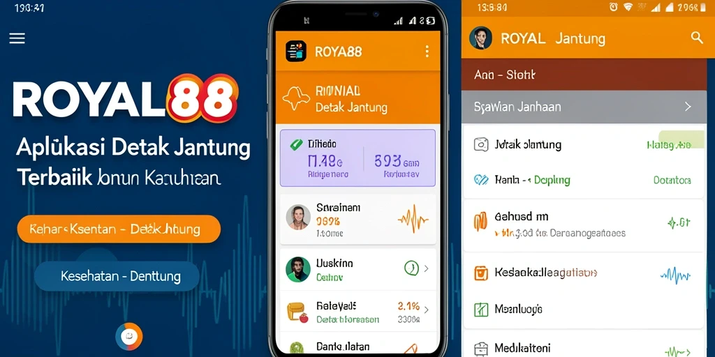 Antarmuka aplikasi ROYAL88 menunjukkan pemantauan detak jantung yang akurat.