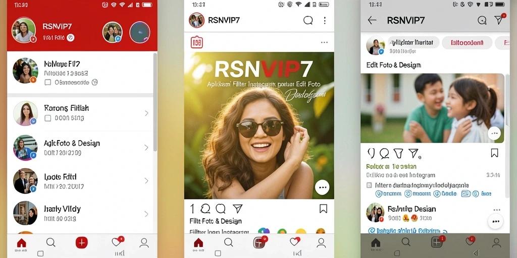 Tampilan antarmuka RSNVIP7 dengan berbagai pilihan filter yang menarik.