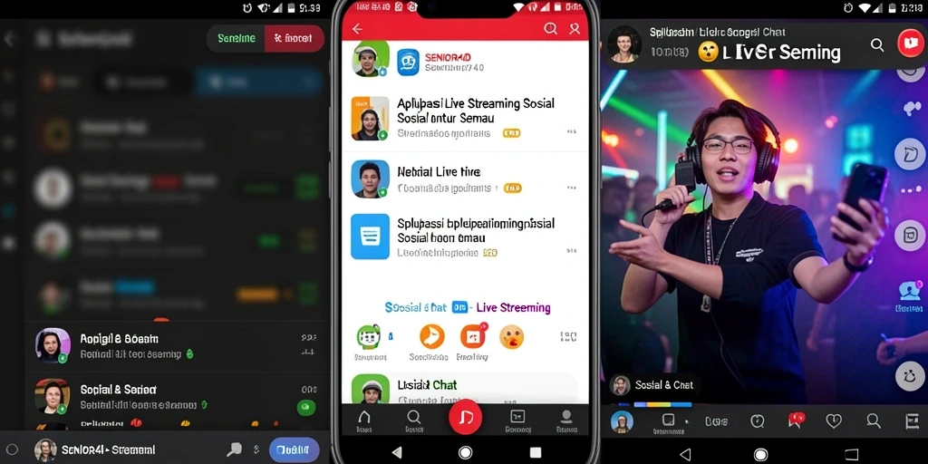 Antarmuka aplikasi SENIOR4D yang ramah pengguna saat live streaming.