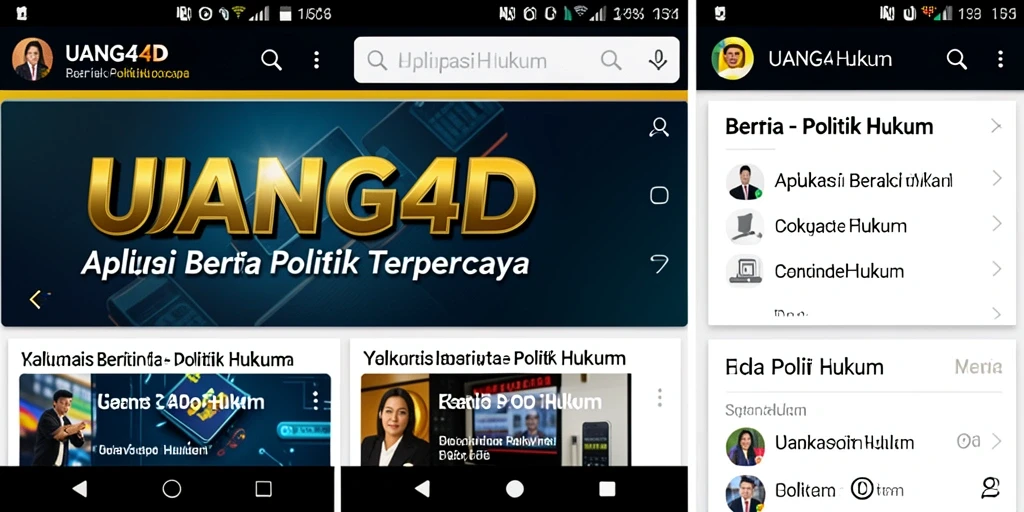 Antarmuka pengguna UANG4D menampilkan berita politik hukum terbaru.